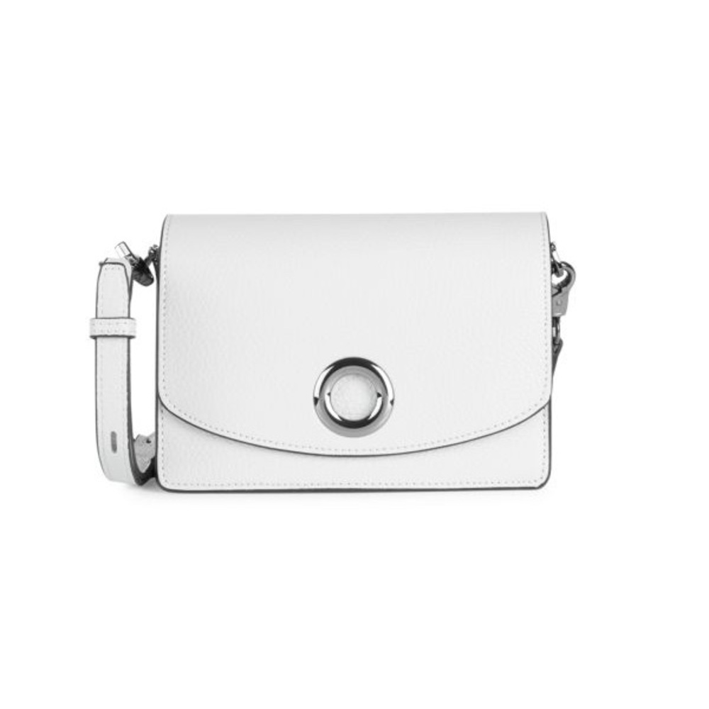Botkier New York Waverly White Leather Crossbody Bag with Flap Closure